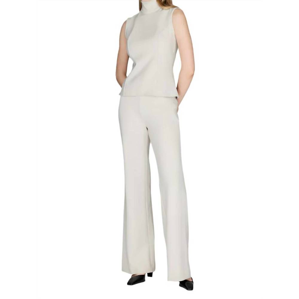 NEW MI JONG LEE back zip flare pant in stone